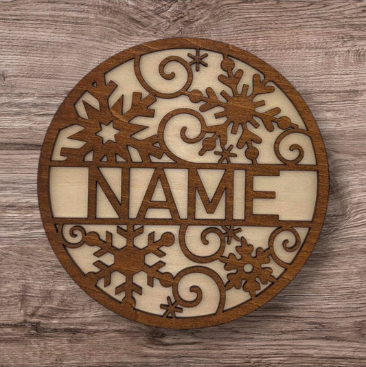 Personalized Wooden Name Sign (Snowflake)