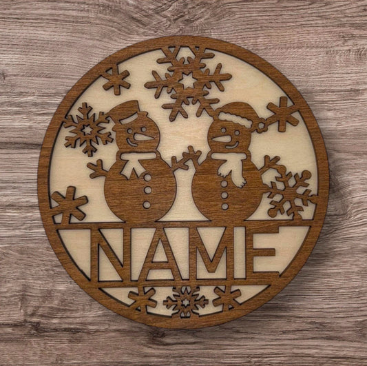 Personalized Wooden Name Sign (Snowman)