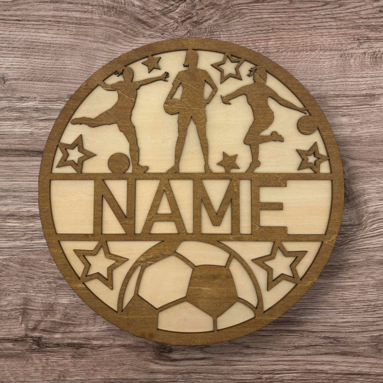 Personalized Wooden Name Sign (Soccer Female)