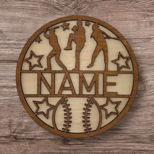 Personalized Wooden Name Sign (Softball Female)