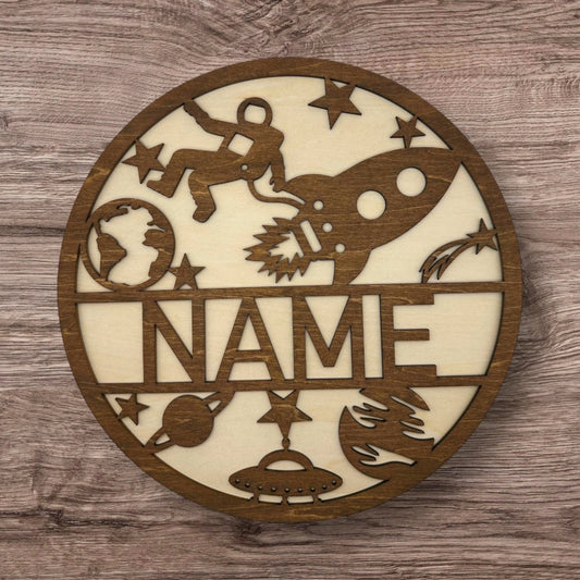 Personalized Wooden Name Sign (Space)