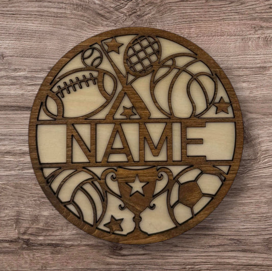 Personalized Wooden Name Sign (Sports)