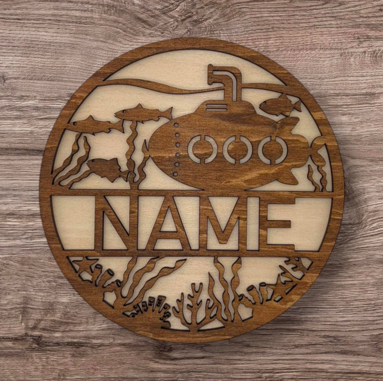 Personalized Wooden Name Sign (Submarine)