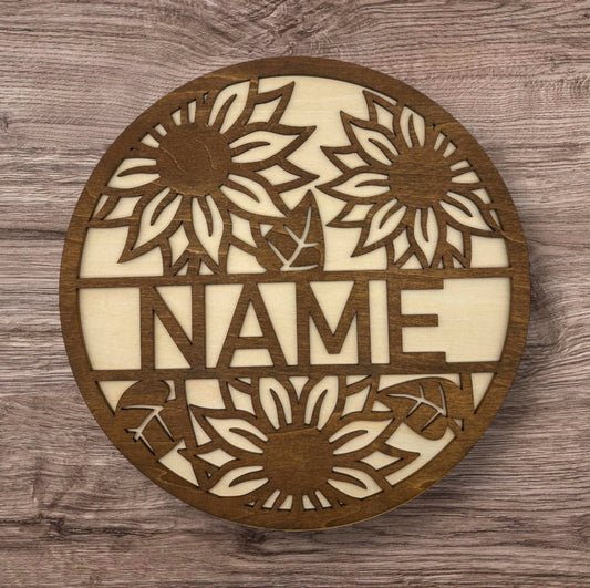 Personalized Wooden Name Sign (Sunflower)