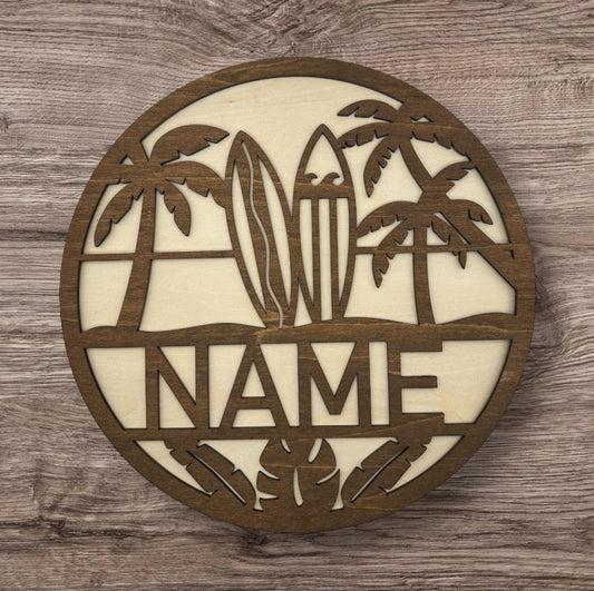 Personalized Wooden Name Sign (Surfer)