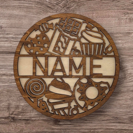 Personalized Wooden Name Sign (Sweet Treats)