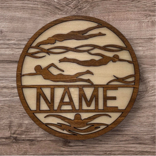 Personalized Wooden Name Sign (Swimmer Female)