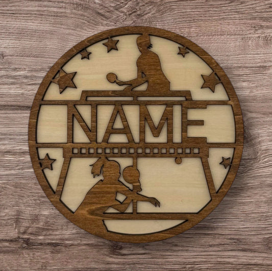 Personalized Wooden Name Sign (Table Tennis Female)