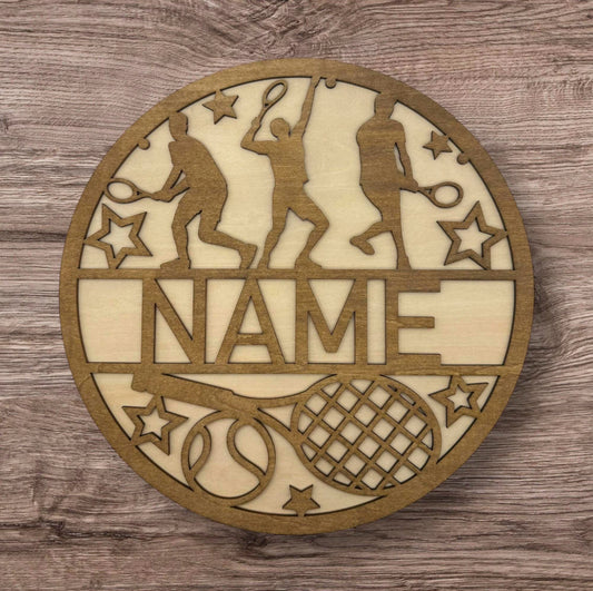 Personalized Wooden Name Sign (Tennis Male)