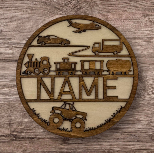 Personalized Wooden Name Sign (Transportation And Automobile)