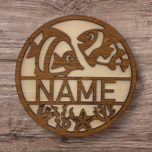 Personalized Wooden Name Sign (Tropical Fish)