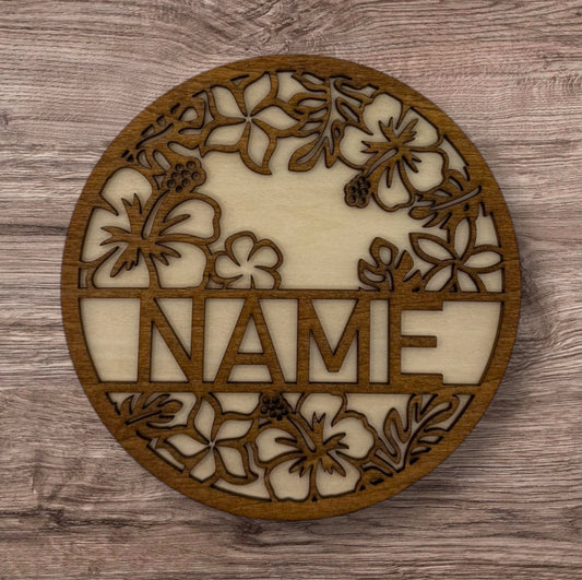 Personalized Wooden Name Sign (Tropical)